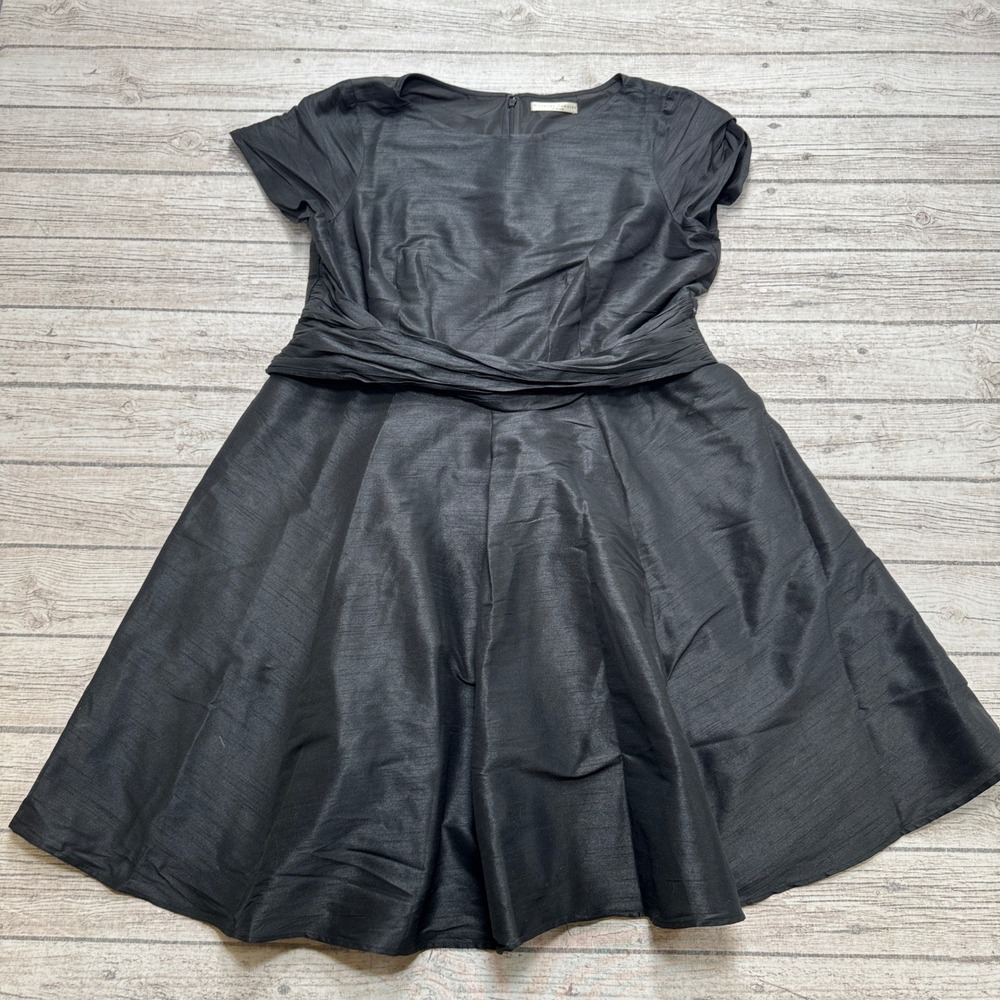Wayward Fancies eShakti Dress Women's 2X-20W Black Cap Sleeve Sash Fit Flare